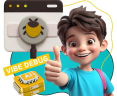 Тестирование & Vibe Debug. Охотники за багами - КИБЕРшкола программирования для детей, компьютерные курсы для школьников, начинающих и подростков - KIBERone г. Нагатино-Садовники